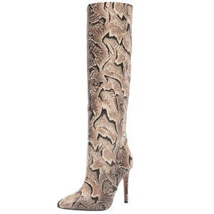 Vince Camuto‎ Knee High Boots Leather Fendel Snake Print Stiletto Heel NEW